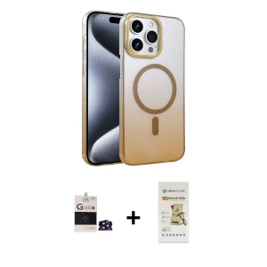 iPhone 14 Pro Max Kılıf Ahenk Doku Özel Seri - Siyah Mat Seramik Nano Ekran Koruyucu + Bilvis Titan Kamera Lens - DNMR