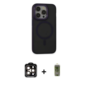 iPhone 14 Pro Max Kılıf Ahenk Form Serisi - Siyah Joko Magic 5D Hayalet Cam + PVD Metal Kamera Lens - TU