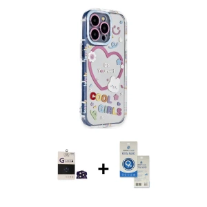 iPhone 14 Pro Max Kılıf Ahenk Modern Serisi - Şeffaf Royal Nano Ekran Koruyucu + Bilvis Titan Kamera Lens - DNMR