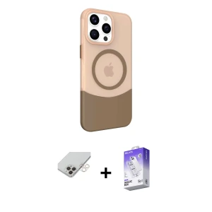 iPhone 14 Pro Max Kılıf Çekirdek Asil Özel Seri - Siyah Bilvis 5in1 3D Magic Cam Ekran Koruyucu + Band Metal Kamera Lens - GD