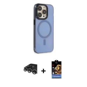 iPhone 14 Pro Max Kılıf Eksen Işık Prime - Siyah Buffer Hayalet Cam Ekran Koruyucu + Raze Metal Kamera Lens - GS