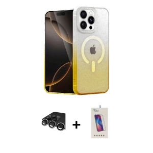 iPhone 14 Pro Max Kılıf Eksen Minimal Özel Seri - Siyah Joko 5D Cam + Raze Metal Kamera Lens - GS