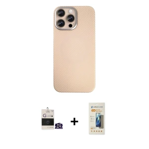 iPhone 14 Pro Max Kılıf Eksen Prime - Siyah 6D Mat Seramik Hayalet Nano Ekran Koruyucu + Bilvis Titan Kamera Lens - GS