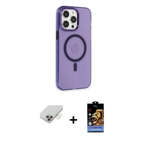 iPhone 14 Pro Max Kılıf Kıvılcım Asil Özel Seri - Siyah Buffer Hayalet Cam Ekran Koruyucu + Band Metal Kamera Lens - GD