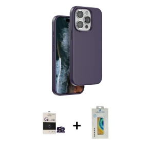 iPhone 14 Pro Max Kılıf Kıvılcım Çizgi Serisi - Siyah Polymer Nano Ekran Koruyucu + Bilvis Titan Kamera Lens - SH