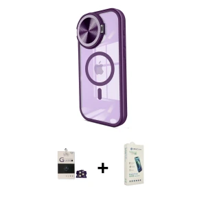 iPhone 14 Pro Max Kılıf Kıvılcım Modern Koleksiyonu - Şeffaf Pasifik Cam Ekran Koruyucu + Bilvis Titan Kamera Lens - GD