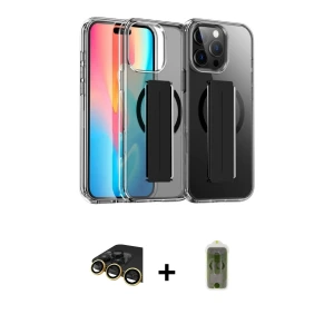 iPhone 14 Pro Max Kılıf Nova Işık Koleksiyonu - Siyah Joko Magic 5D Hayalet Cam + Raze Metal Kamera Lens - GD