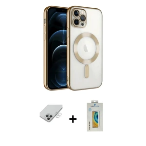 iPhone 14 Pro Max Kılıf Nova Işık Özel Seri - Siyah Polymer Nano Ekran Koruyucu + Band Metal Kamera Lens - GS