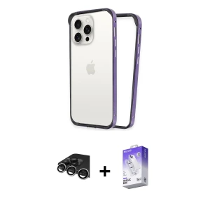 iPhone 14 Pro Max Kılıf Pusula Asil Koleksiyonu - Siyah Bilvis 5in1 3D Magic Cam Ekran Koruyucu + Raze Metal Kamera Lens - GS