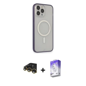 iPhone 14 Pro Max Kılıf Siluet Işık Koleksiyonu - Siyah Bilvis 5in1 3D Magic Cam Ekran Koruyucu + Raze Metal Kamera Lens - GD