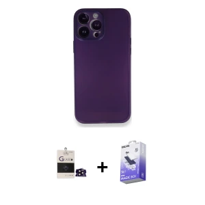 iPhone 14 Pro Max Kılıf Yadigar Yansıma Serisi - Siyah Bilvis 5in1 5D Magic Hayalet Cam Ekran Koruyucu + Bilvis Titan Kamera Lens - SH