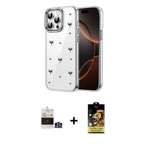 iPhone 14 Pro Max Kılıf Yörünge Form - Siyah Buffer Cam Ekran Koruyucu + Bilvis Titan Kamera Lens - GS