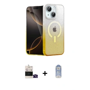 iPhone 15 Kılıf Eksen Minimal Özel Seri - Siyah Joko Magic 5D Cam + Bilvis Titan Kamera Lens - SABE