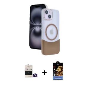 iPhone 15 Kılıf Kozmos Form Özel Seri - Siyah Buffer Hayalet Cam Ekran Koruyucu + Bilvis Titan Kamera Lens - SABE