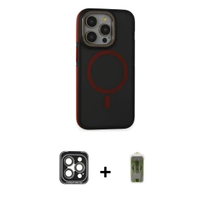 iPhone 15 Pro Max Kılıf Ahenk Form Serisi - Siyah Joko Magic 5D Hayalet Cam + PVD Metal Kamera Lens - GI