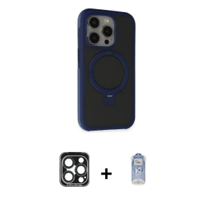 iPhone 15 Pro Max Kılıf Ahenk Yansıma Özel Seri - Siyah Joko Magic 5D Cam + PVD Metal Kamera Lens - LT