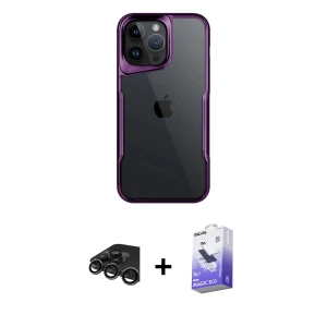 iPhone 15 Pro Max Kılıf Akış Çizgi Koleksiyonu - Siyah Bilvis 5in1 5D Magic Hayalet Cam Ekran Koruyucu + Raze Metal Kamera Lens - TMGI