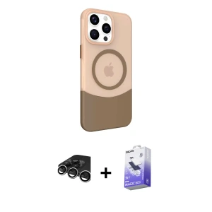 iPhone 15 Pro Max Kılıf Çekirdek Asil Özel Seri - Siyah Bilvis 5in1 5D Magic Hayalet Cam Ekran Koruyucu + Raze Metal Kamera Lens - GS