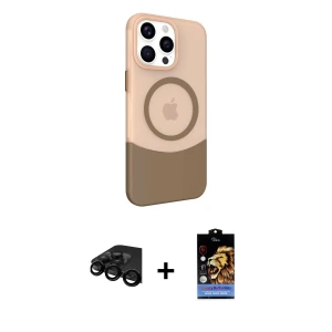iPhone 15 Pro Max Kılıf Çekirdek Asil Özel Seri - Siyah Buffer Hayalet Cam Ekran Koruyucu + Raze Metal Kamera Lens - SH