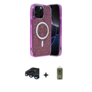 iPhone 15 Pro Max Kılıf Eksen Çizgi - Siyah Joko Magic 5D Hayalet Cam + Raze Metal Kamera Lens - LT