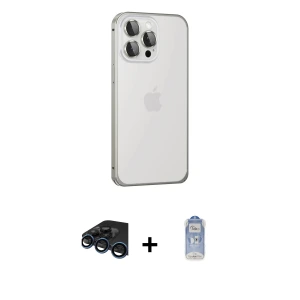 iPhone 15 Pro Max Kılıf Eksen Form Serisi - Siyah Joko Magic 5D Cam + Raze Metal Kamera Lens - LT