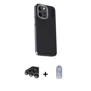 iPhone 15 Pro Max Kılıf Kıvılcım Modern Özel Seri - Siyah Joko Magic 5D Cam + Raze Metal Kamera Lens - GS