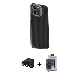 iPhone 15 Pro Max Kılıf Kıvılcım Modern Özel Seri - Siyah Vanessa Magic Cam + Raze Metal Kamera Lens - SH