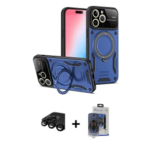iPhone 15 Pro Max Kılıf Kıvılcım Modern Serisi - Siyah Vanessa Magic Cam + Raze Metal Kamera Lens - SH