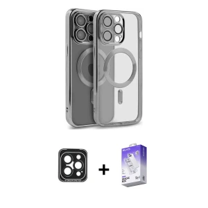 iPhone 15 Pro Max Kılıf Nova Işık Özel Seri - Siyah Bilvis 5in1 3D Magic Cam Ekran Koruyucu + PVD Metal Kamera Lens - SH