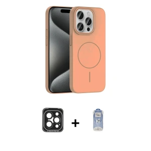 iPhone 15 Pro Max Kılıf Siluet Doku Özel Seri - Siyah Joko Magic 5D Cam + PVD Metal Kamera Lens - SH