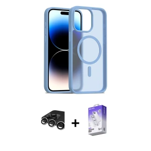 iPhone 15 Pro Max Kılıf Siluet Minimal Prime - Siyah Bilvis 5in1 3D Magic Cam Ekran Koruyucu + Raze Metal Kamera Lens - GS