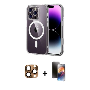 iPhone 16 Pro Max Kılıf Ahenk Minimal Serisi - Siyah 3D Antistatik Mat Seramik Nano Ekran Koruyucu + Pers Alüminyum Kamera Lens - CLTM