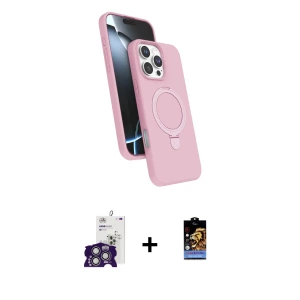 iPhone 16 Pro Max Kılıf İz Işık Koleksiyonu - Siyah Buffer Hayalet Cam Ekran Koruyucu + Bilvis Titan Kamera Lens - GS