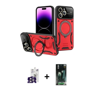 iPhone 16 Pro Max Kılıf Kıvılcım Modern Serisi - Siyah 360 Mat Full Body Arka Koruyucu + Bilvis Titan Kamera Lens - TMGI