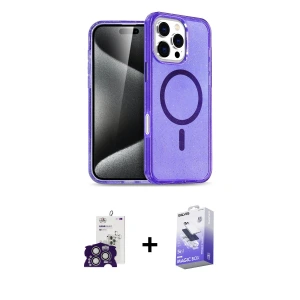 iPhone 16 Pro Max Kılıf Nova Asil Prime - Siyah Bilvis 5in1 5D Magic Hayalet Cam Ekran Koruyucu + Bilvis Titan Kamera Lens - GS