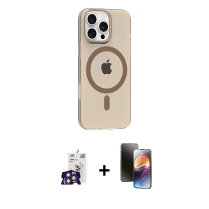 iPhone 16 Pro Max Kılıf Pusula Form Özel Seri - Siyah 3D Antistatik Mat Seramik Nano Ekran Koruyucu + Bilvis Titan Kamera Lens - TMGI