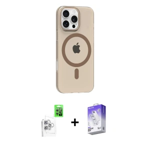 iPhone 16 Pro Max Kılıf Pusula Form Özel Seri - Siyah Bilvis 5in1 3D Magic Cam Ekran Koruyucu + Raze Metal Kamera Lens - BZ
