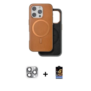 iPhone 16 Pro Max Kılıf Pusula Işık Koleksiyonu - Siyah Buffer Hayalet Cam Ekran Koruyucu + Pers Alüminyum Kamera Lens - GI
