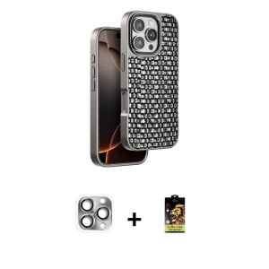 iPhone 16 Pro Max Kılıf Siluet Form Serisi - Siyah Buffer Cam Ekran Koruyucu + Pers Alüminyum Kamera Lens - GI