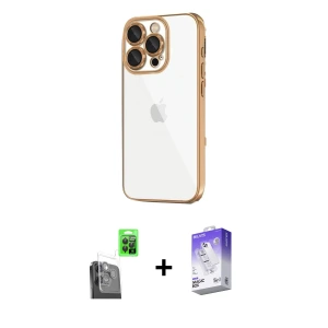iPhone 16 Pro Max Kılıf Vadi Minimal - Siyah Bilvis 5in1 3D Magic Cam Ekran Koruyucu + Raze Metal Kamera Lens - SH