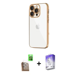 iPhone 16 Pro Max Kılıf Vadi Minimal - Siyah Bilvis 5in1 3D Magic Cam Ekran Koruyucu + Raze Metal Kamera Lens - CLTM