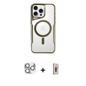 iPhone 16 Pro Max Kılıf Yadigar Klasik Özel Seri - Siyah Bilvis 3D Cam Ekran Koruyucu + Pers Alüminyum Kamera Lens - GS