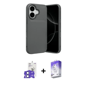 iPhone 17 Kılıf Eksen Form Prime - Siyah Bilvis 5in1 3D Magic Cam Ekran Koruyucu + Bilvis Titan Kamera Lens - AKMI
