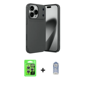 iPhone 17 Pro Kılıf Eksen Form Prime - Siyah Joko Magic 5D Cam + Raze Metal Kamera Lens - GS
