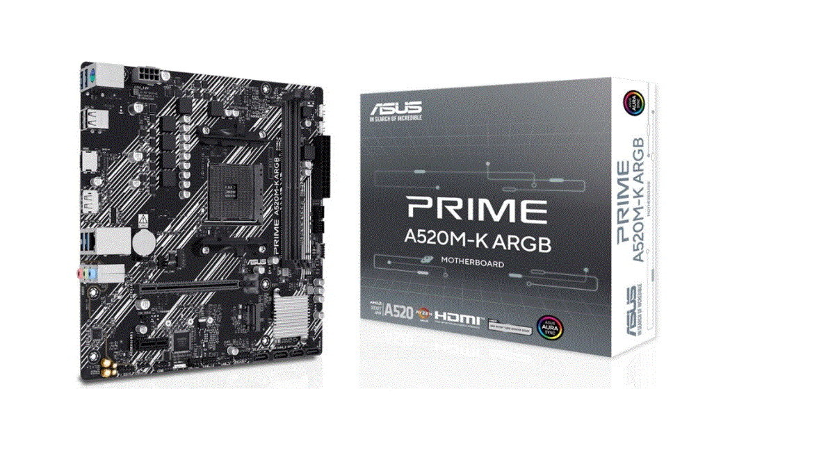 ASUS PRIME A520M-K ARGB A520 DDR4 (Vga Yok) GLan mATX HDMI DP USB3 AURA AM4 AMD Anakart