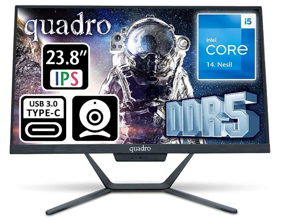 QUADRO STARK AI H424 14165 i5-14400 16GB 512GB SSD 23.8 DOS All in One PC
