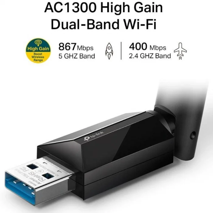 TP-LINK ARCHER T3U PLUS 1300MBPS KABLOSUZ DUAL BAND USB ADAPTOR
