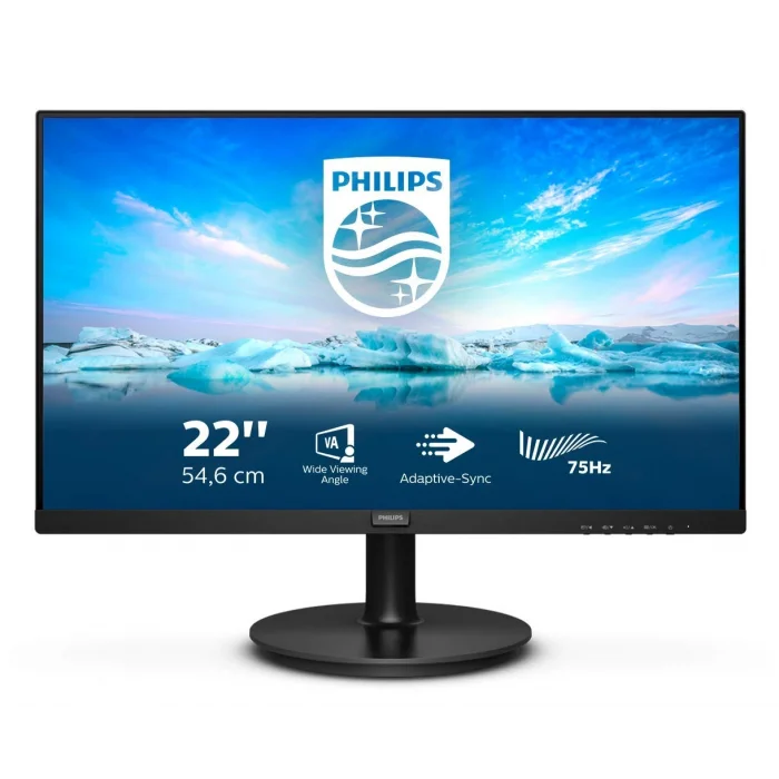 PHILIPS 222V8LA VLine 21.5 LED 4ms 75Hz 1920x1080 FullHD VGA HDMI DP 2x5W hoparlör (VESA) Siyah Monitör