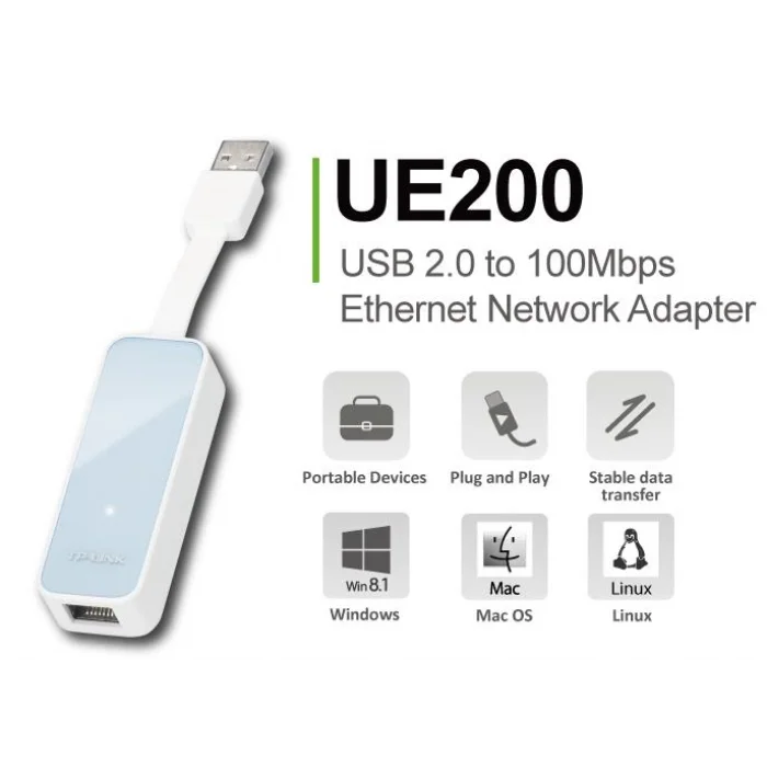 TP-LINK UE200 USB 2.0 10/100 Ethernet Adaptörü