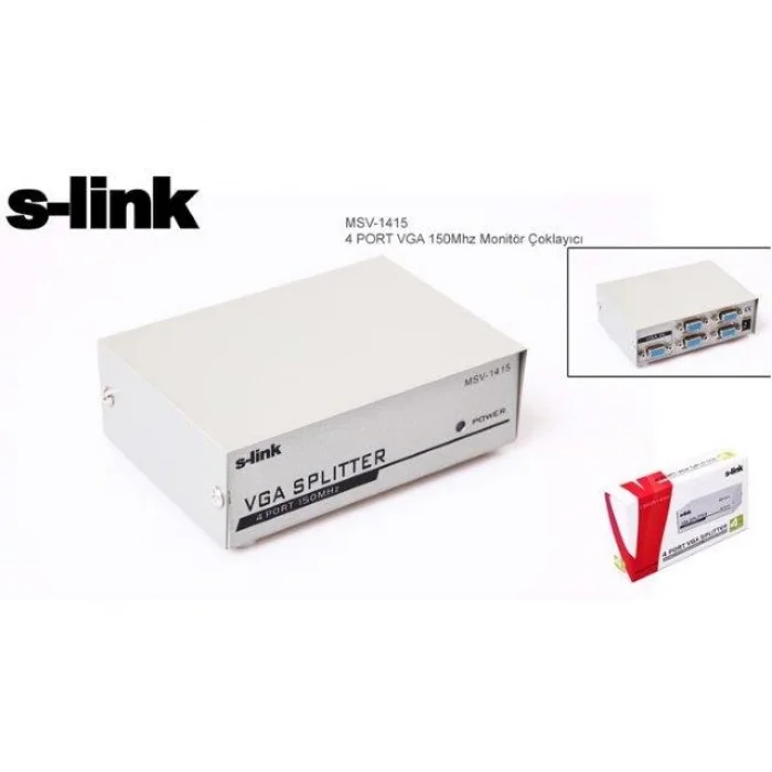 S-LINK MSV-1415 4 Port VGA Monitör Çoklayıcı (150 MHZ)